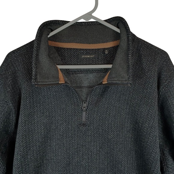 Jeremiah Mens XL Herringbone 1/4 Zip Pullover Sweatshirt Gray Blue Long Sleeve - Picture 2 of 9